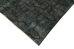 Geometric Carpet Black Geometric Cotton Wool Handmade Area Rug 4'8'' x 12'4''