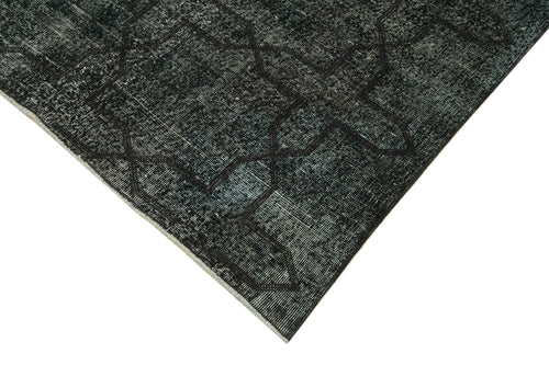Geometric Carpet Black Geometric Cotton Wool Handmade Area Rug 4'8'' x 12'4''