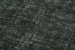 Geometric Carpet Black Geometric Cotton Wool Handmade Area Rug 4'8'' x 12'4''