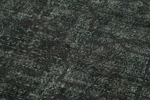 Geometric Carpet Black Geometric Cotton Wool Handmade Area Rug 4'8'' x 12'4''