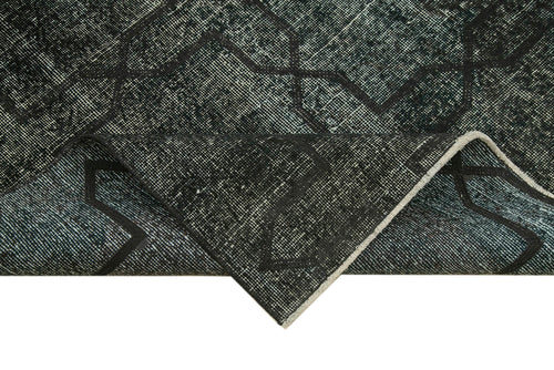 Geometric Carpet Black Geometric Cotton Wool Handmade Area Rug 4'8'' x 12'4''