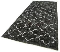Geometric Carpet Black Geometric Cotton Wool Handmade Area Rug 5'0'' x 12'4''