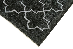 Geometric Carpet Black Geometric Cotton Wool Handmade Area Rug 5'0'' x 12'4''