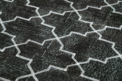 Geometric Carpet Black Geometric Cotton Wool Handmade Area Rug 5'0'' x 12'4''