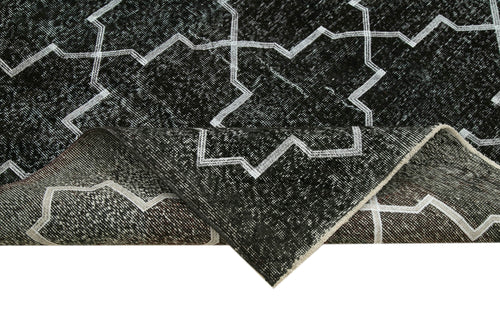 Geometric Carpet Black Geometric Cotton Wool Handmade Area Rug 5'0'' x 12'4''