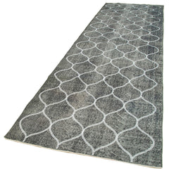 Geometric Carpet Grey Geometric Cotton Wool Handmade Area Rug 3'11'' x 13'2''