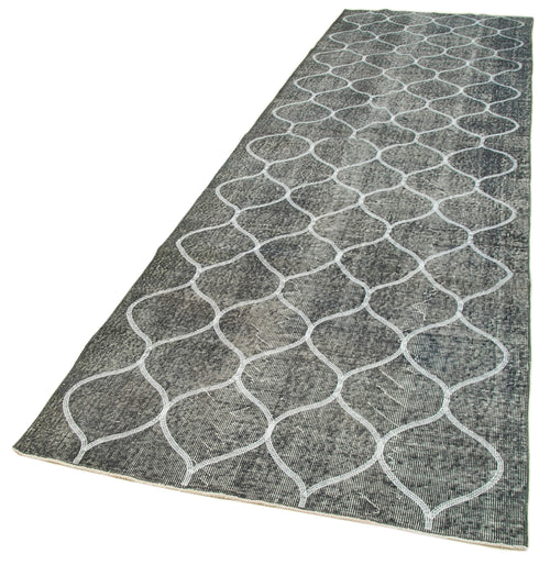 Geometric Carpet Grey Geometric Cotton Wool Handmade Area Rug 3'11'' x 13'2''