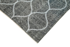 Geometric Carpet Grey Geometric Cotton Wool Handmade Area Rug 3'11'' x 13'2''