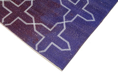 Geometric Carpet Purple Geometric Cotton Wool Handmade Area Rug 4'6'' x 10'4''