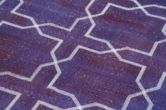 Geometric Carpet Purple Geometric Cotton Wool Handmade Area Rug 4'6'' x 10'4''