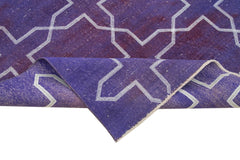 Geometric Carpet Purple Geometric Cotton Wool Handmade Area Rug 4'6'' x 10'4''