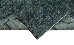 Geometric Carpet Black Geometric Cotton Wool Handmade Area Rug 4'8'' x 13'5''