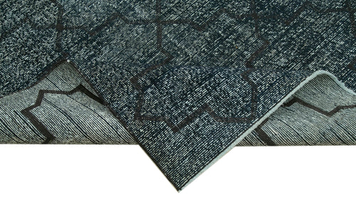 Geometric Carpet Black Geometric Cotton Wool Handmade Area Rug 4'8'' x 13'5''