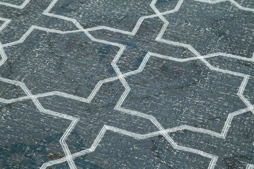 Geometric Carpet Grey Geometric Cotton Wool Handmade Area Rug 4'6'' x 12'2''