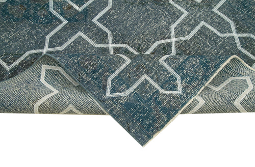 Geometric Carpet Grey Geometric Cotton Wool Handmade Area Rug 4'6'' x 12'2''