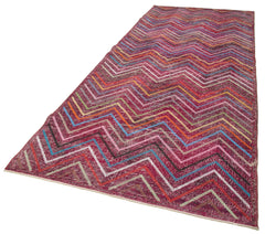 Geometric Carpet Pink Geometric Cotton Wool Handmade Area Rug 4'10'' x 12'8''