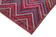 Geometric Carpet Pink Geometric Cotton Wool Handmade Area Rug 4'10'' x 12'8''