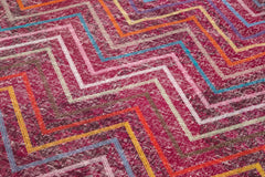 Geometric Carpet Pink Geometric Cotton Wool Handmade Area Rug 4'10'' x 12'8''