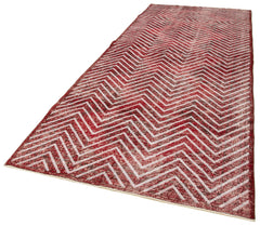 Geometric Carpet Red Geometric Cotton Wool Handmade Area Rug 4'9'' x 12'6''