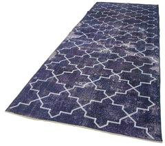 Geometric Carpet Purple Geometric Cotton Wool Handmade Area Rug 4'6'' x 12'8''