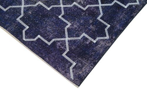 Geometric Carpet Purple Geometric Cotton Wool Handmade Area Rug 4'6'' x 12'8''