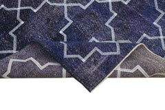 Geometric Carpet Purple Geometric Cotton Wool Handmade Area Rug 4'6'' x 12'8''