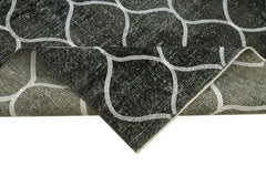 Geometric Carpet Black Geometric Cotton Wool Handmade Area Rug 4'9'' x 12'10''