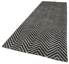 Geometric Carpet Black Geometric Cotton Wool Handmade Area Rug 4'6'' x 13'0''