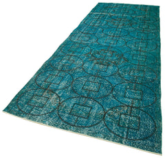 Geometric Carpet Turquoise Geometric Cotton Wool Handmade Area Rug 4'8'' x 13'7''