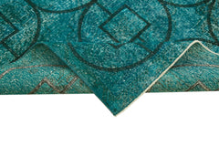 Geometric Carpet Turquoise Geometric Cotton Wool Handmade Area Rug 4'8'' x 13'7''