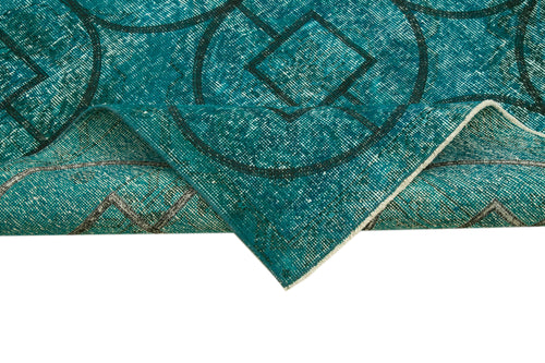 Geometric Carpet Turquoise Geometric Cotton Wool Handmade Area Rug 4'8'' x 13'7''