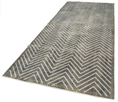 Geometric Carpet Grey Geometric Cotton Wool Handmade Area Rug 4'10'' x 12'2''