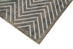 Geometric Carpet Grey Geometric Cotton Wool Handmade Area Rug 4'10'' x 12'2''