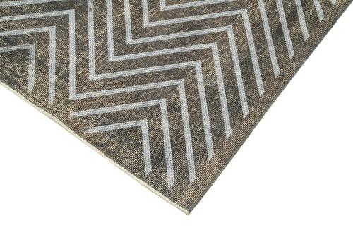 Geometric Carpet Grey Geometric Cotton Wool Handmade Area Rug 4'10'' x 12'2''