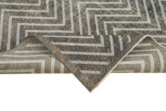 Geometric Carpet Grey Geometric Cotton Wool Handmade Area Rug 4'10'' x 12'2''