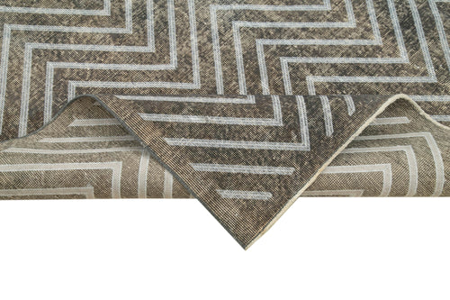 Geometric Carpet Grey Geometric Cotton Wool Handmade Area Rug 4'10'' x 12'2''