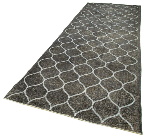 Geometric Carpet Grey Geometric Cotton Wool Handmade Area Rug 4'7'' x 14'0''