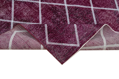 Geometric Carpet Pink Geometric Cotton Wool Handmade Area Rug 4'7'' x 12'0''