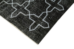 Geometric Carpet Black Geometric Cotton Wool Handmade Area Rug 4'8'' x 12'2''