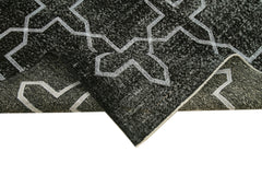 Geometric Carpet Black Geometric Cotton Wool Handmade Area Rug 4'8'' x 12'2''