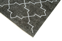 Geometric Carpet Grey Geometric Cotton Wool Handmade Area Rug 4'10'' x 12'9''