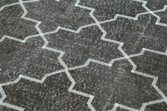 Geometric Carpet Grey Geometric Cotton Wool Handmade Area Rug 4'10'' x 12'9''