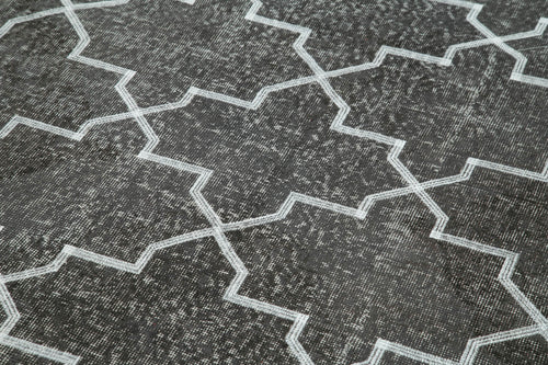 Geometric Carpet Grey Geometric Cotton Wool Handmade Area Rug 4'10'' x 12'9''