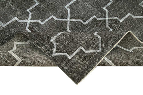 Geometric Carpet Grey Geometric Cotton Wool Handmade Area Rug 4'10'' x 12'9''