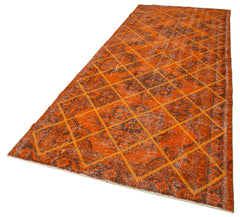 Geometric Carpet Orange Geometric Cotton Wool Handmade Area Rug 4'8'' x 12'4''