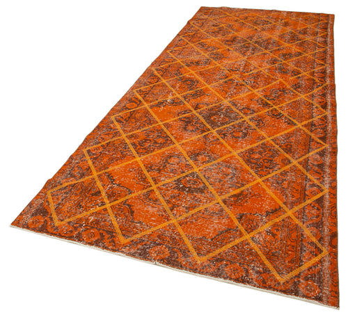 Geometric Carpet Orange Geometric Cotton Wool Handmade Area Rug 4'8'' x 12'4''