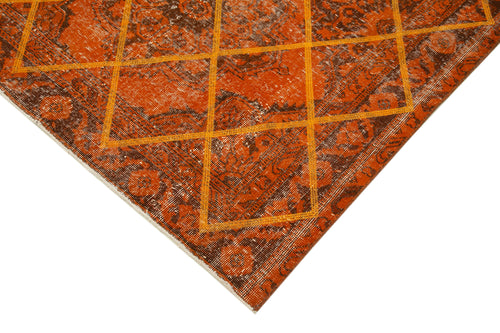 Geometric Carpet Orange Geometric Cotton Wool Handmade Area Rug 4'8'' x 12'4''