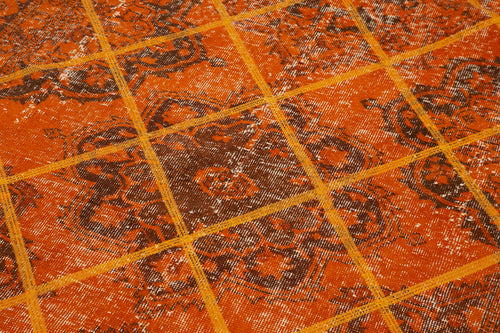 Geometric Carpet Orange Geometric Cotton Wool Handmade Area Rug 4'8'' x 12'4''