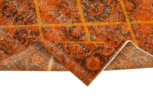 Geometric Carpet Orange Geometric Cotton Wool Handmade Area Rug 4'8'' x 12'4''