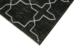 Geometric Carpet Black Geometric Cotton Wool Handmade Area Rug 4'8'' x 12'8''